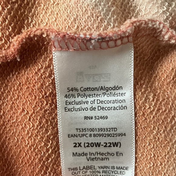 1/7  terra & Sky tie dye V neck sweatshirt 2x orange and cream - Picture 8 of 9